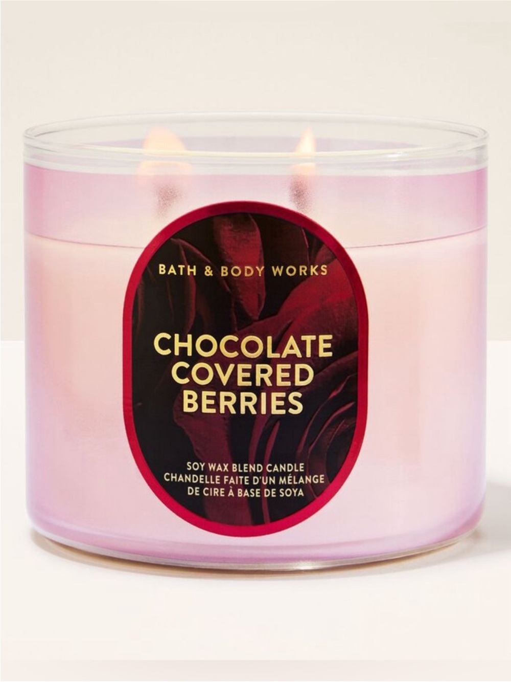 Bath & Body Works Chocolate Covered Berries 3-Wick Candle - Light Pink